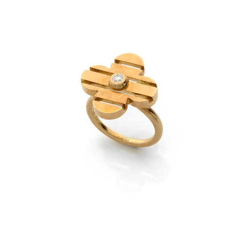 Louis Vuitton Empreinte Large Ring, Yellow Gold Gold. Size 53