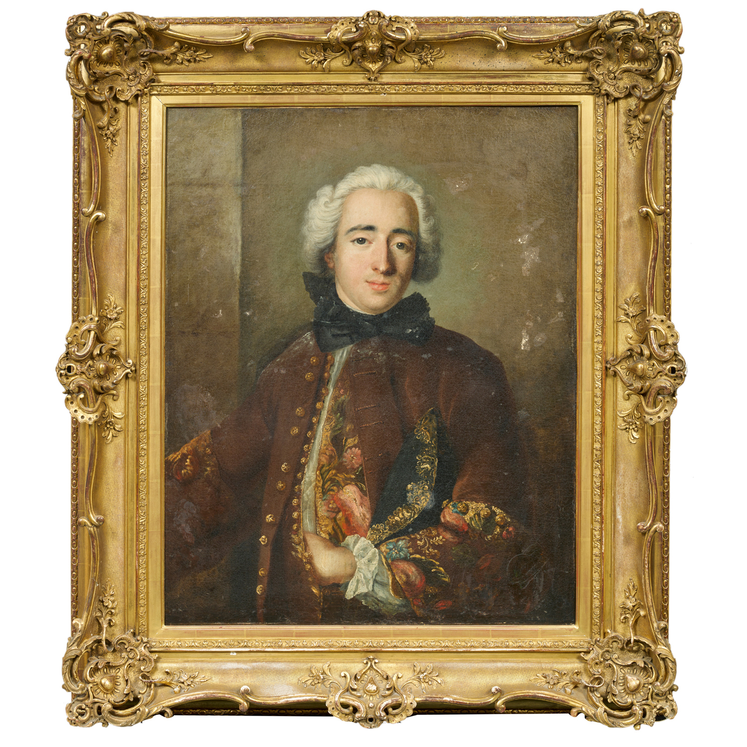Attribué à Louis Tocqué (1696-1772) Portrait d'homme en gilet brodé.